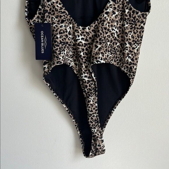 NWT Ocean Blues One-Piece Thong Swimsuit Leopard - M - Picture 6 of 9